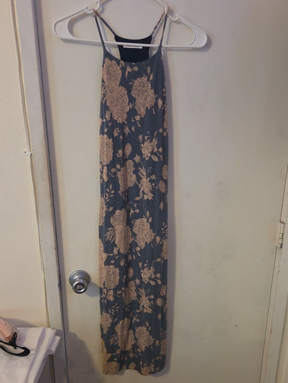 Floral Print Maxi Dress in Teal and Beige